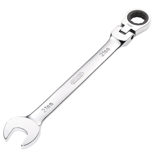Draper 52022 HI-TORQ® Metric Flexible Head Ratcheting Combination Spanner 21mm Draper