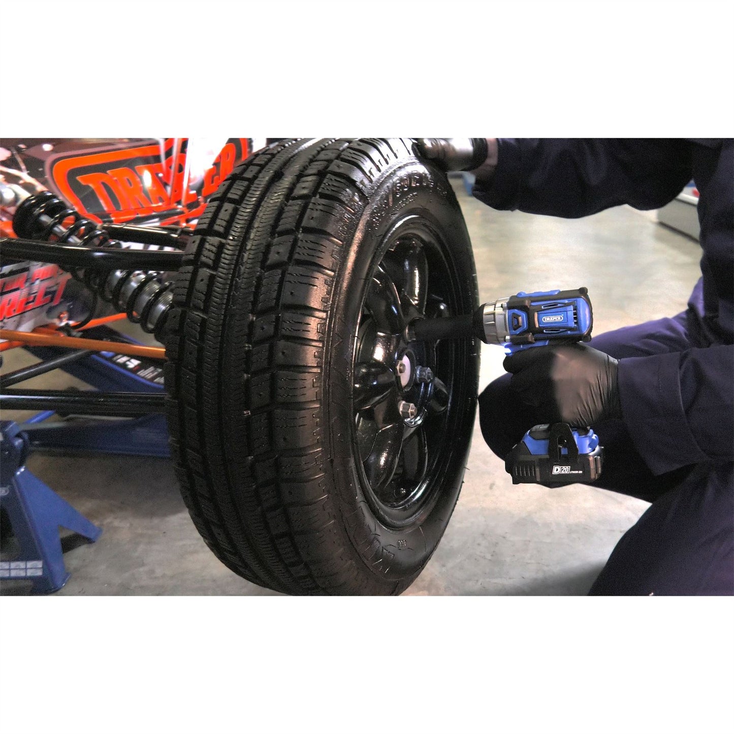 Draper 55343 D20 20V Brushless Impact Wrench 1/2" Sq. Dr. 250Nm 2 x 2.0Ah Batteries 1 x Charger Draper