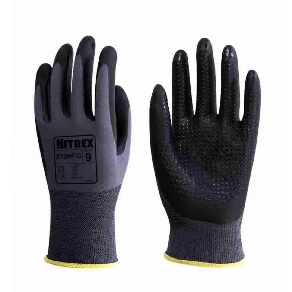 10 Pairs Nitrex Nitrile Coated Dot Grip Palm Work Gloves 9 L 270NFG Nitrex