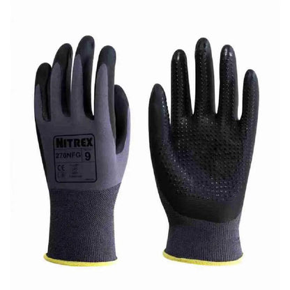 10 Pairs Nitrex Nitrile Coated Dot Grip Palm Work Gloves 9 L 270NFG Nitrex