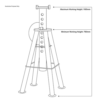 Sealey AS10H Premier Axle Stands (Pair) 10 Tonne Capacity per Stand High Level Sealey