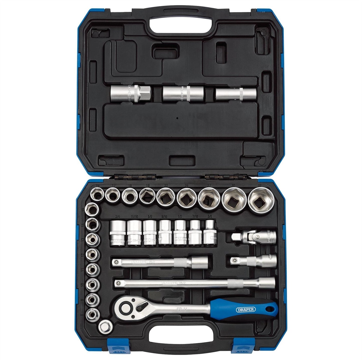 Draper 16363 Combined MM/AF Socket Set 1/2" Sq. Dr. 33 Piece Draper