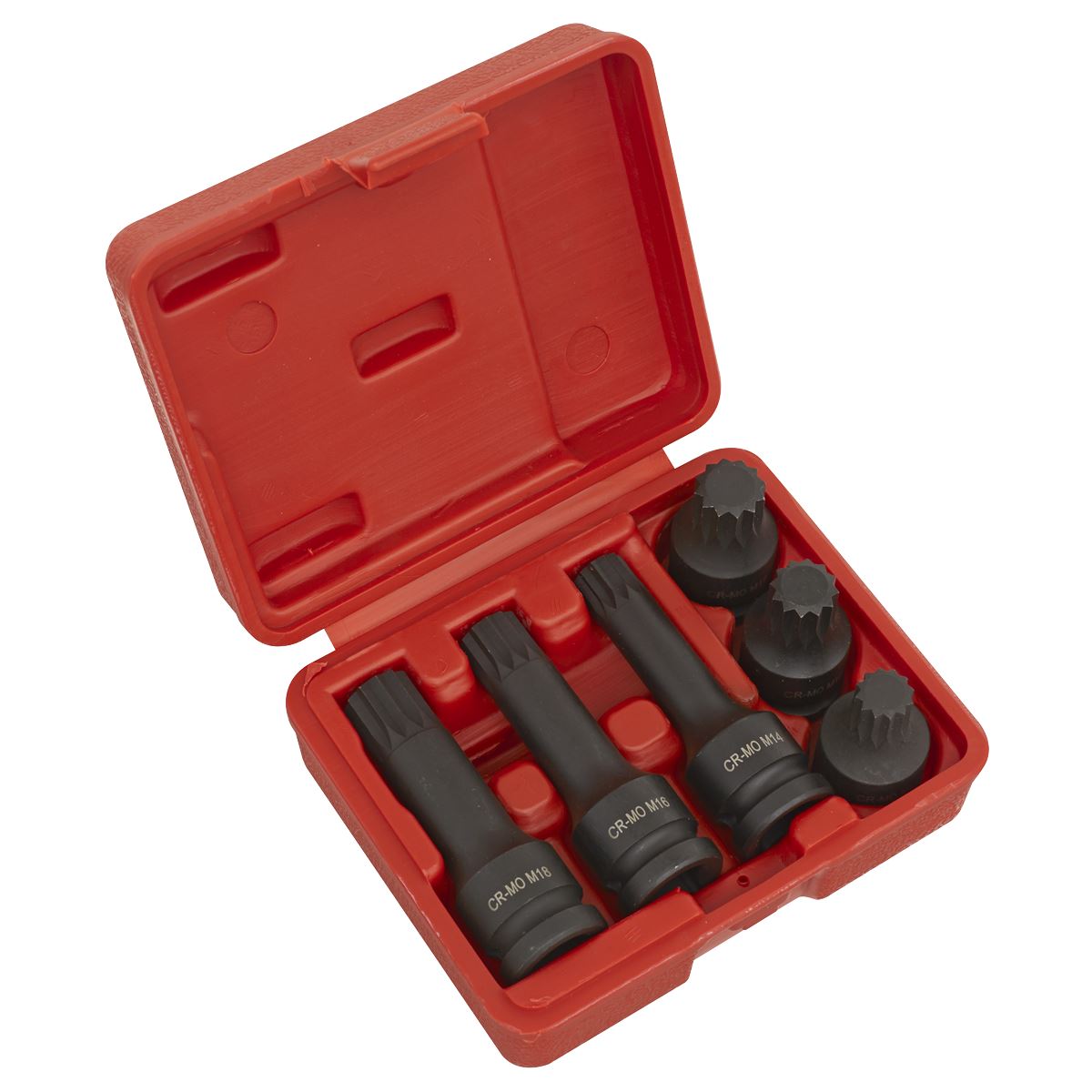 Sealey SX052 Impact Spline Socket Bit Set 6pc 1/2"Sq Drive Sealey