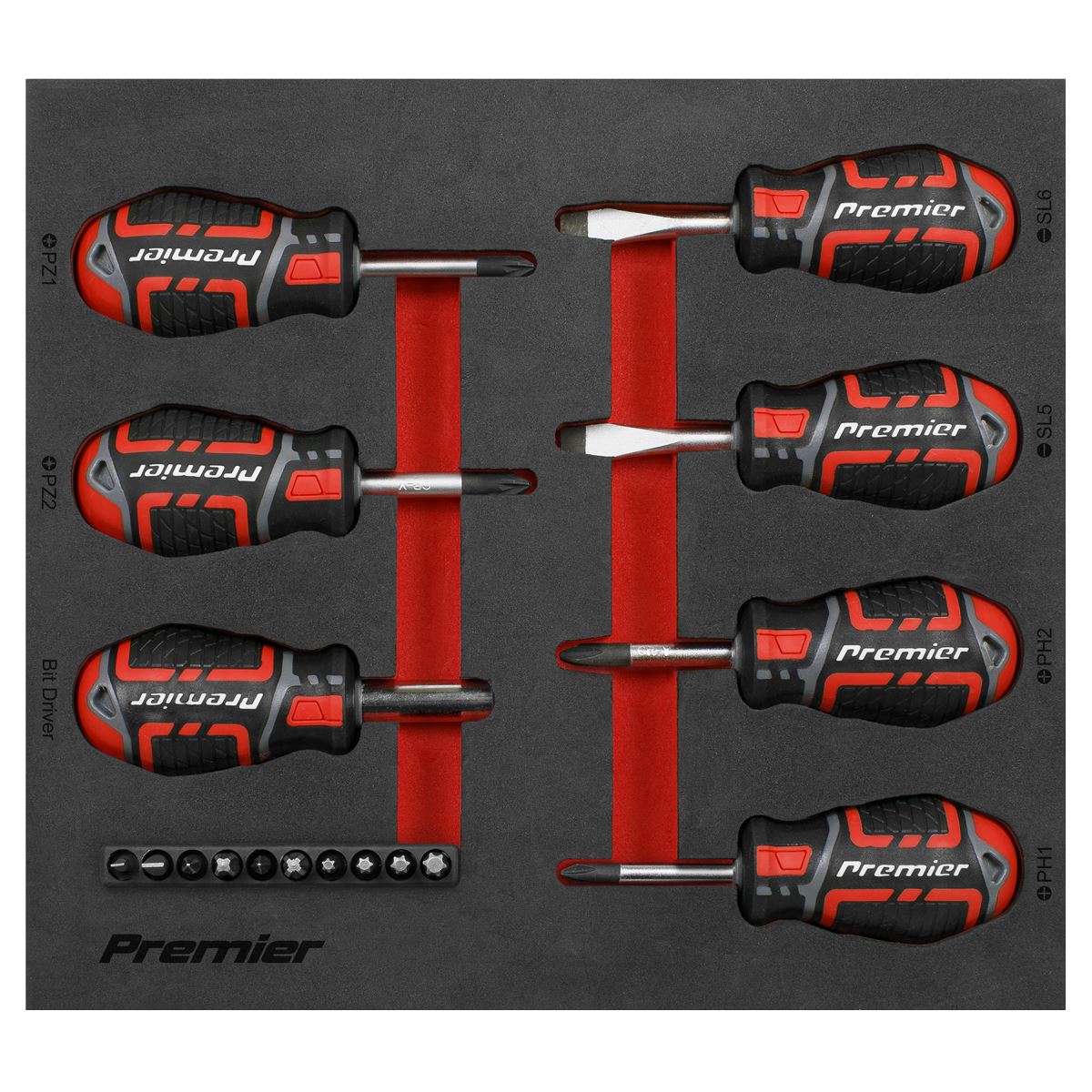 Sealey AK4371 Stubby Screwdriver Set 17pc GripMAX® Sealey
