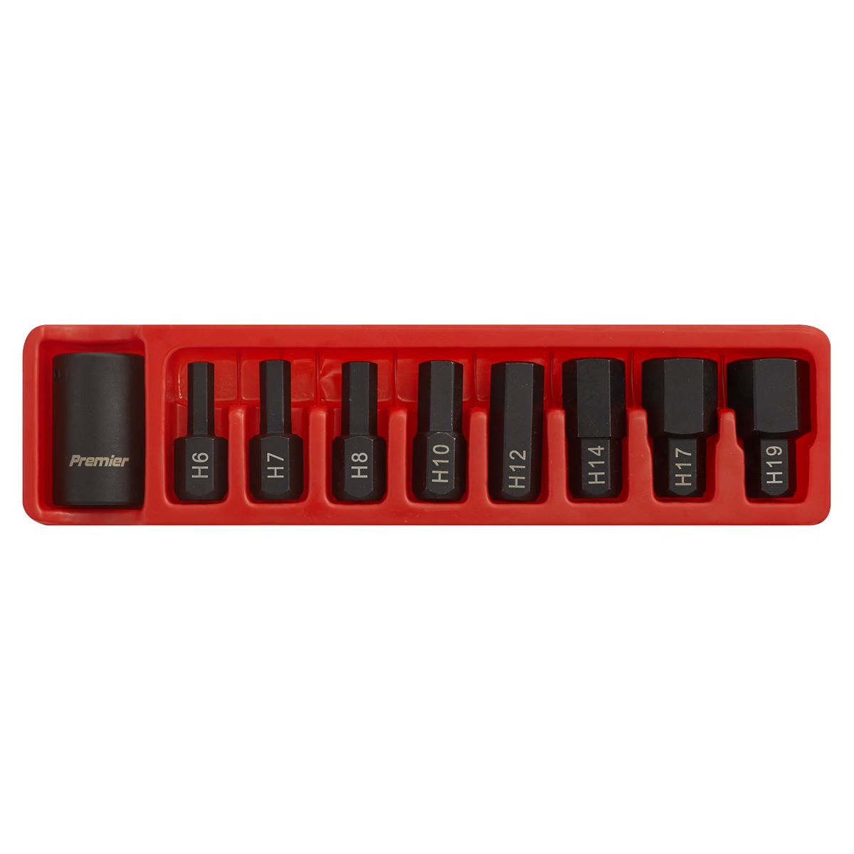 Sealey AK5609 Impact Hex Bit & Holder Set 9pc 1/2"Sq Drive Sealey