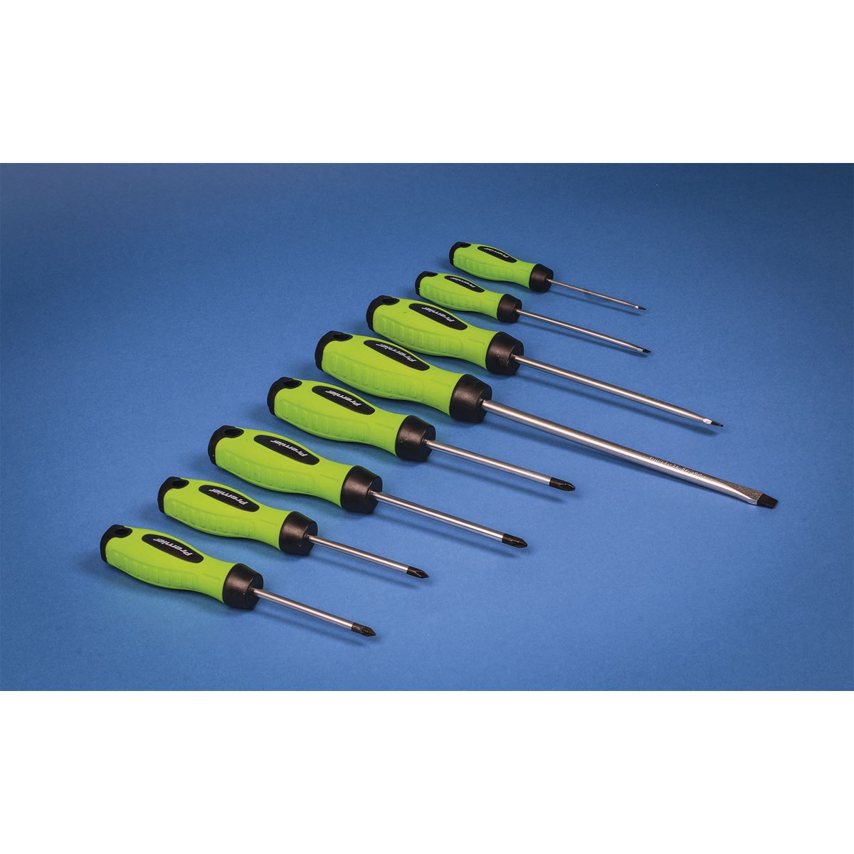 Sealey HV001 Screwdriver Set 8pc Hi-Vis Green Sealey