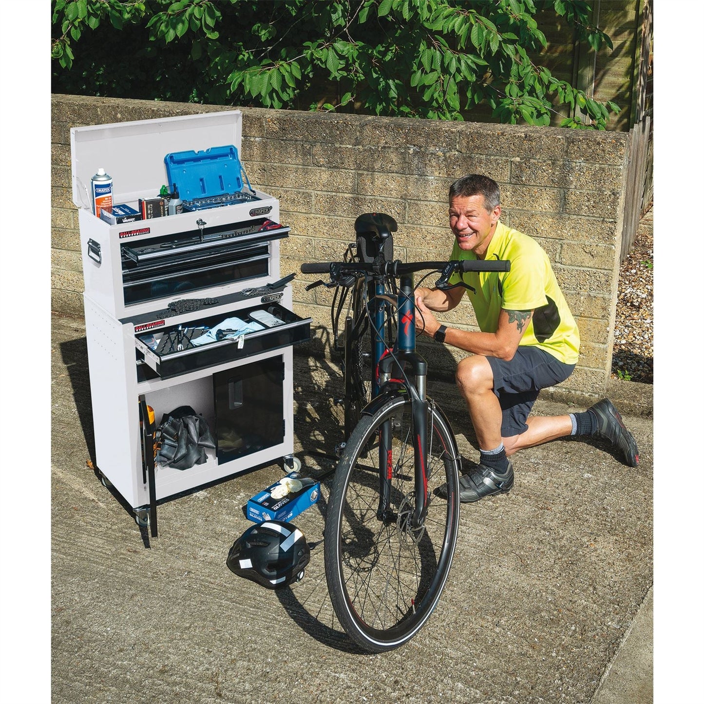 Draper 19576 Combined Roller Cabinet and Tool Chest 6 Drawer 24" White Draper