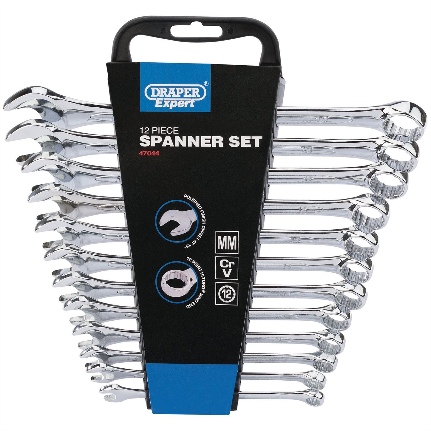 Draper 47044 Expert HI-TORQ® Metric Combination Spanner Set 8 - 19mm 12 Piece Draper