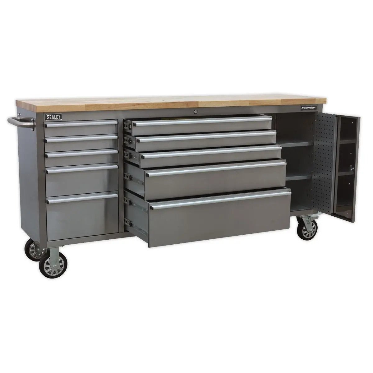 Sealey AP7210SS Mobile Tool Cabinet Stainless Steel 10 Drawer Sealey