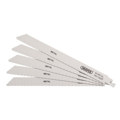 Draper 38631 Bi-metal Reciprocating Saw Blades for Metal Cutting 225mm 18tpi Pack of 5 Draper