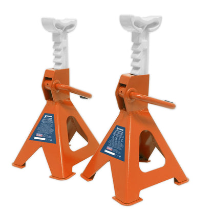 Sealey VS2002OR Ratchet Type Axle Stands (Pair) 2 Tonne Capacity per Stand - Orange Sealey