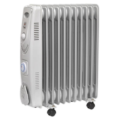Sealey RD2500T Oil Filled Radiator 2500W/230V 11-Element with Timer Sealey