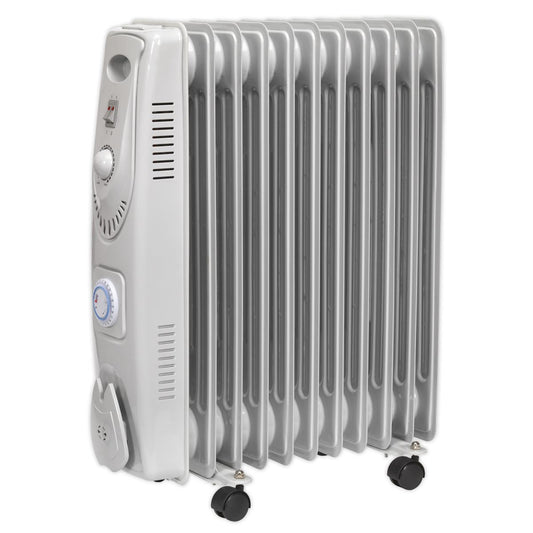 Sealey RD2500T Oil Filled Radiator 2500W/230V 11-Element with Timer Sealey