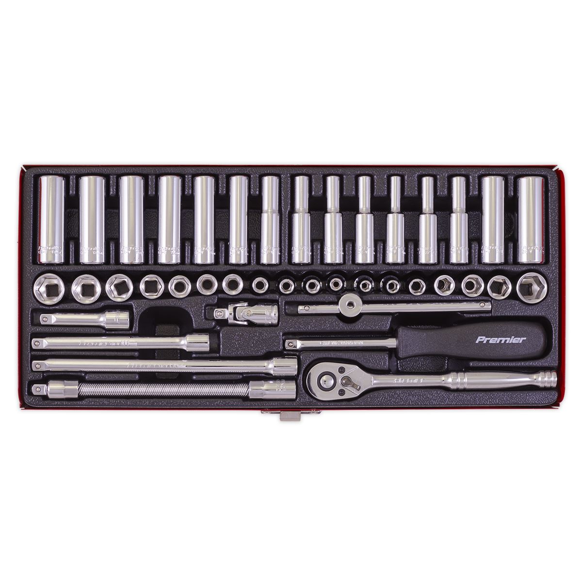 Sealey AK690 Socket Set 41pc 1/4"Sq Drive 6pt WallDrive® - Metric/Imperial Sealey