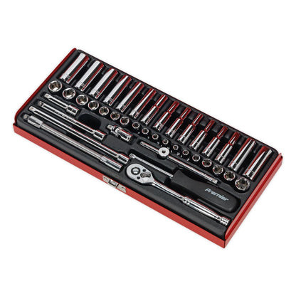 Sealey AK690 Socket Set 41pc 1/4"Sq Drive 6pt WallDrive® - Metric/Imperial Sealey