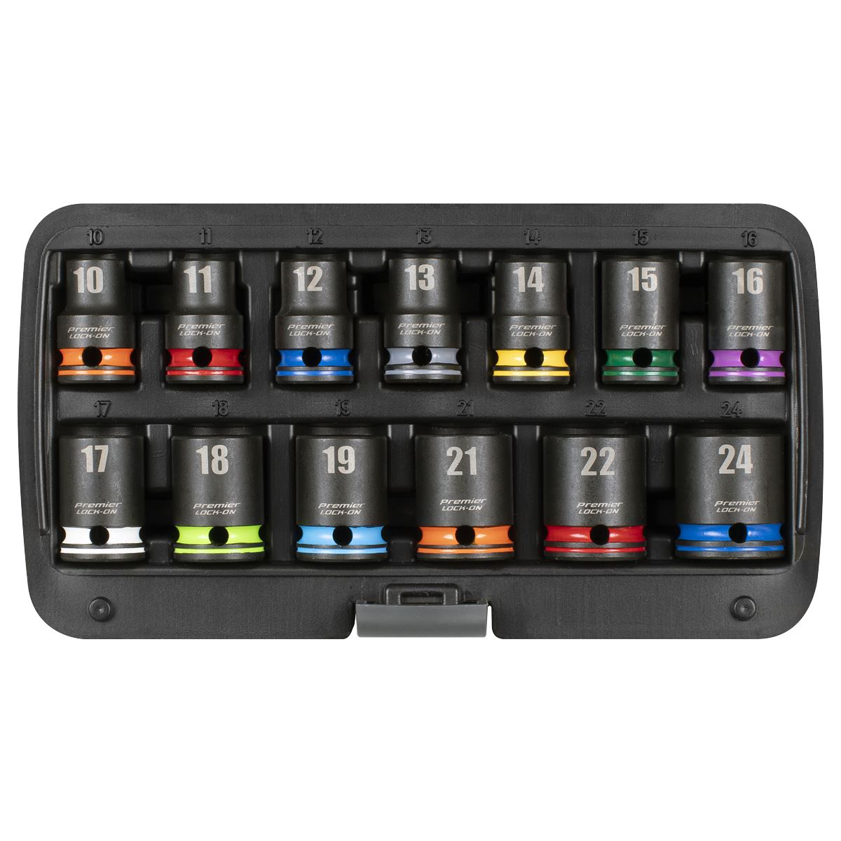 Sealey AK56160M Lock-On™ Impact Socket Set 1/2"Sq Drive 13pc 6pt Metric Sealey