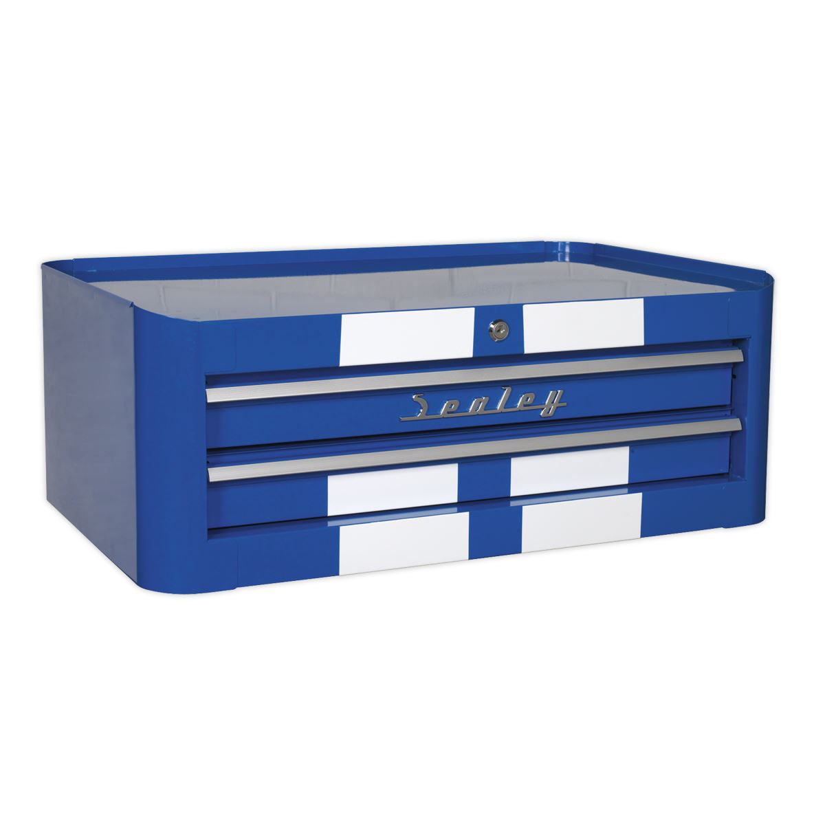 Sealey AP28COMBO2BWS Retro Style Topchest Mid-Box Tool Chest & Rollcab Combination 10 Drawer Blue/White Stripes Sealey