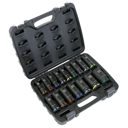 Sealey AK5818M Impact Socket Set 16pc 1/2"Sq Drive Deep Metric Sealey