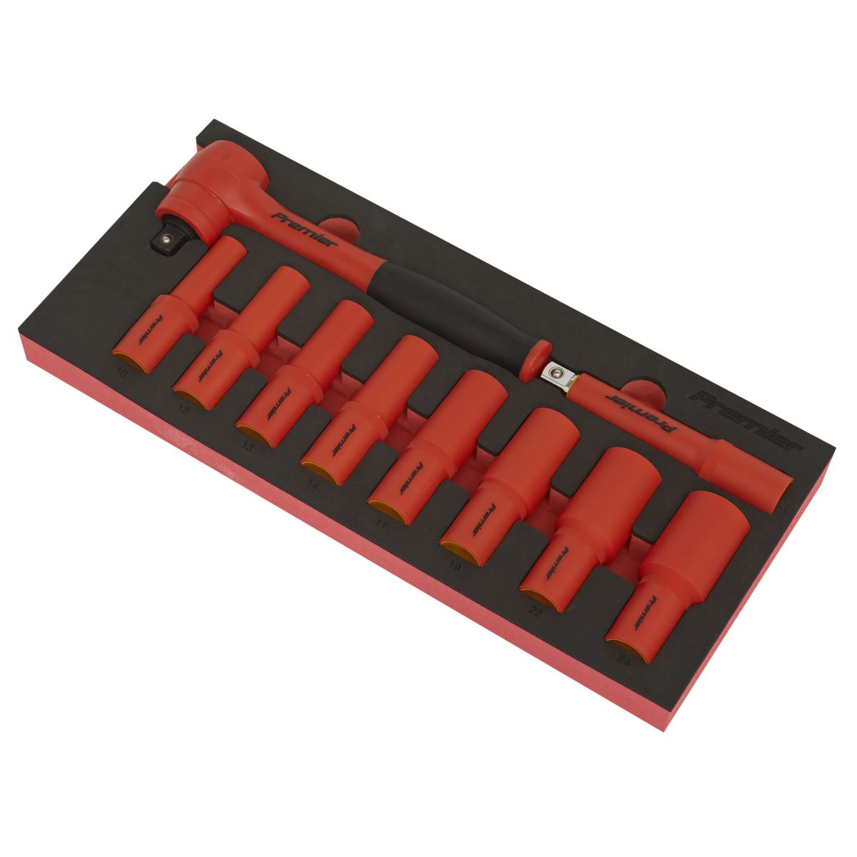 Sealey TBTE11 Insulated Socket Set with Tool Tray 10pc 1/2"Sq Drive - VDE Approved Sealey