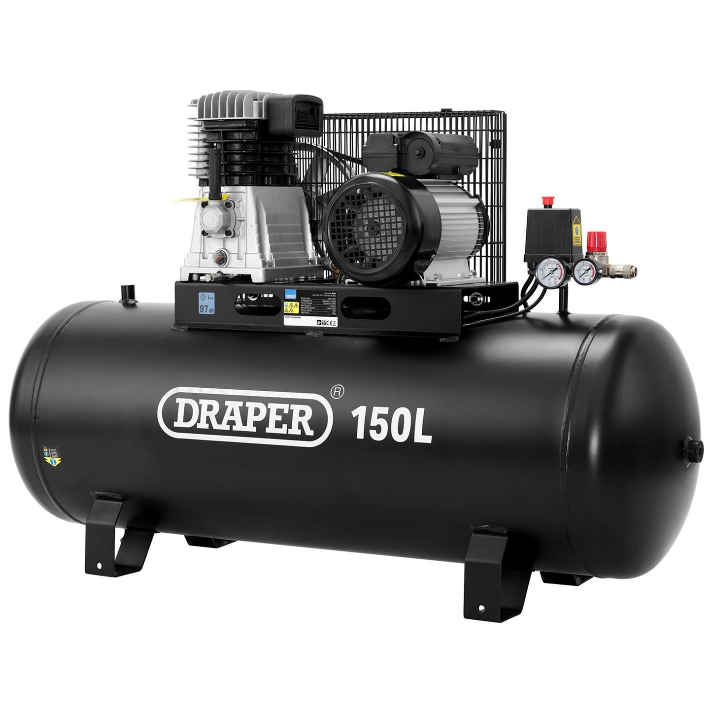 Draper 55304 150L Belt-Driven Air Compressor without wheels 2.2kW/3hp&nbsp; Draper
