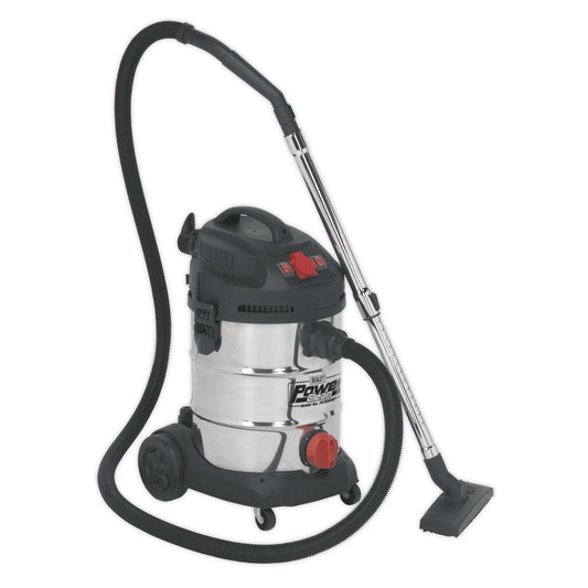 Sealey PC300SDAUTO Vacuum Cleaner Industrial 30L 1400W/230V Stainless Drum Auto Start Sealey