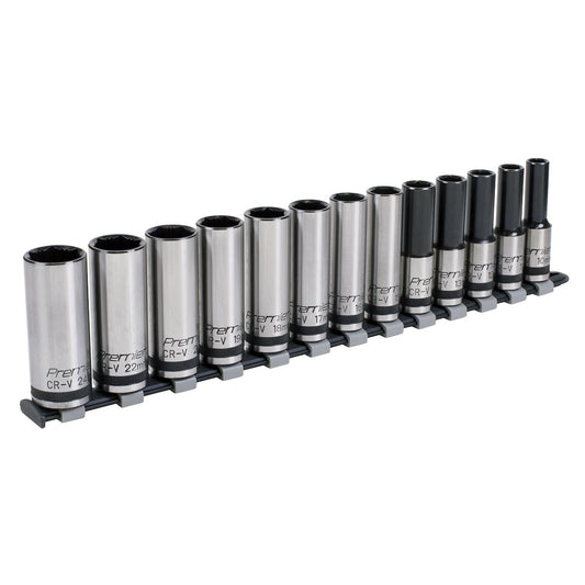 Sealey AK2745B Socket Set 13pc 1/2"Sq Drive Deep Lock-On™ 6pt Metric - Premier Black Sealey