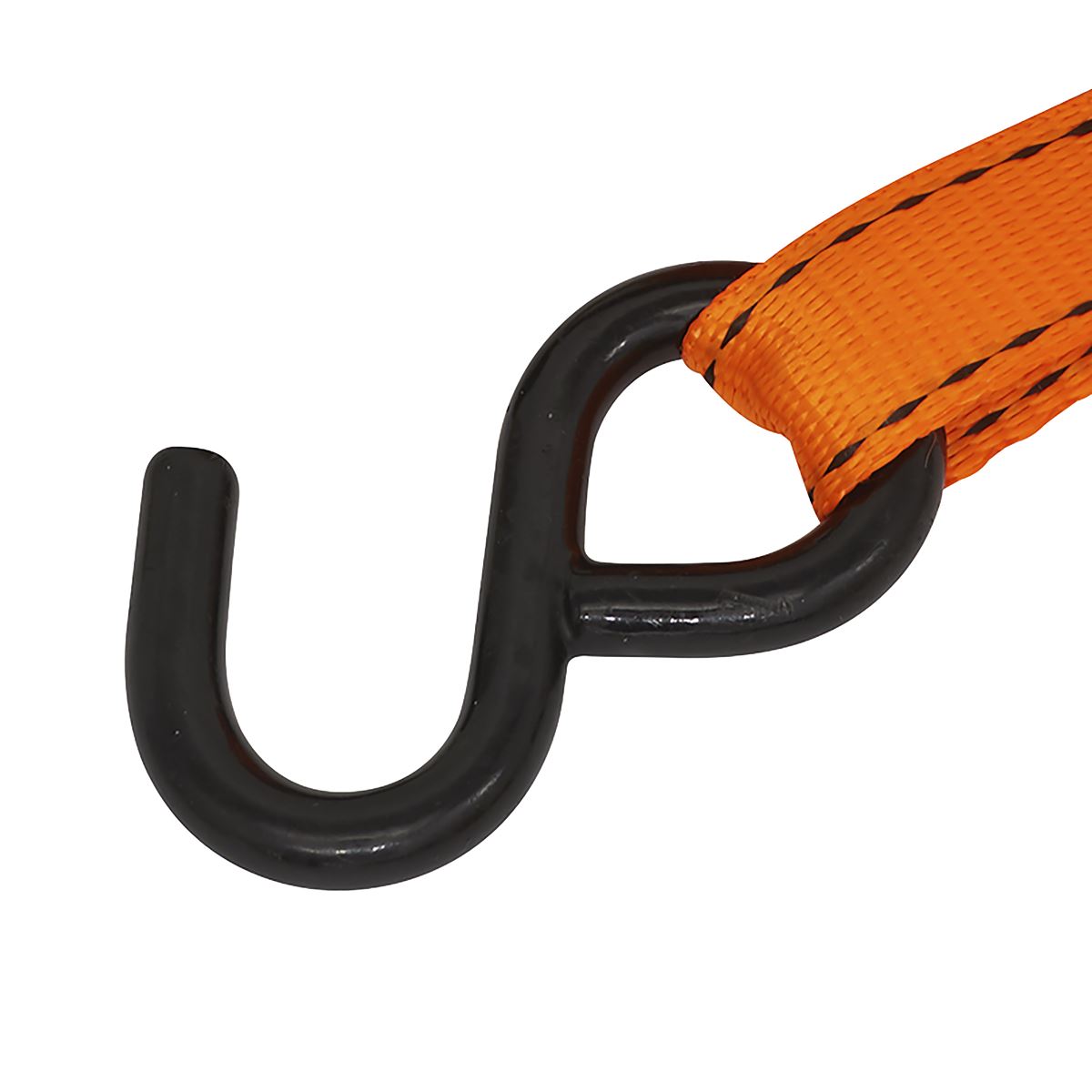 Sealey TD0635S Ratchet Strap 25mm x 5m Polyester Webbing S-Hook with Corner Protector 600kg Breaking Strength Sealey