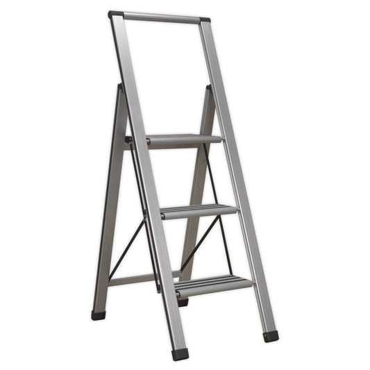 Sealey APSL3 Aluminium Professional Folding Step Ladder 3-Step 150kg Capacity Sealey