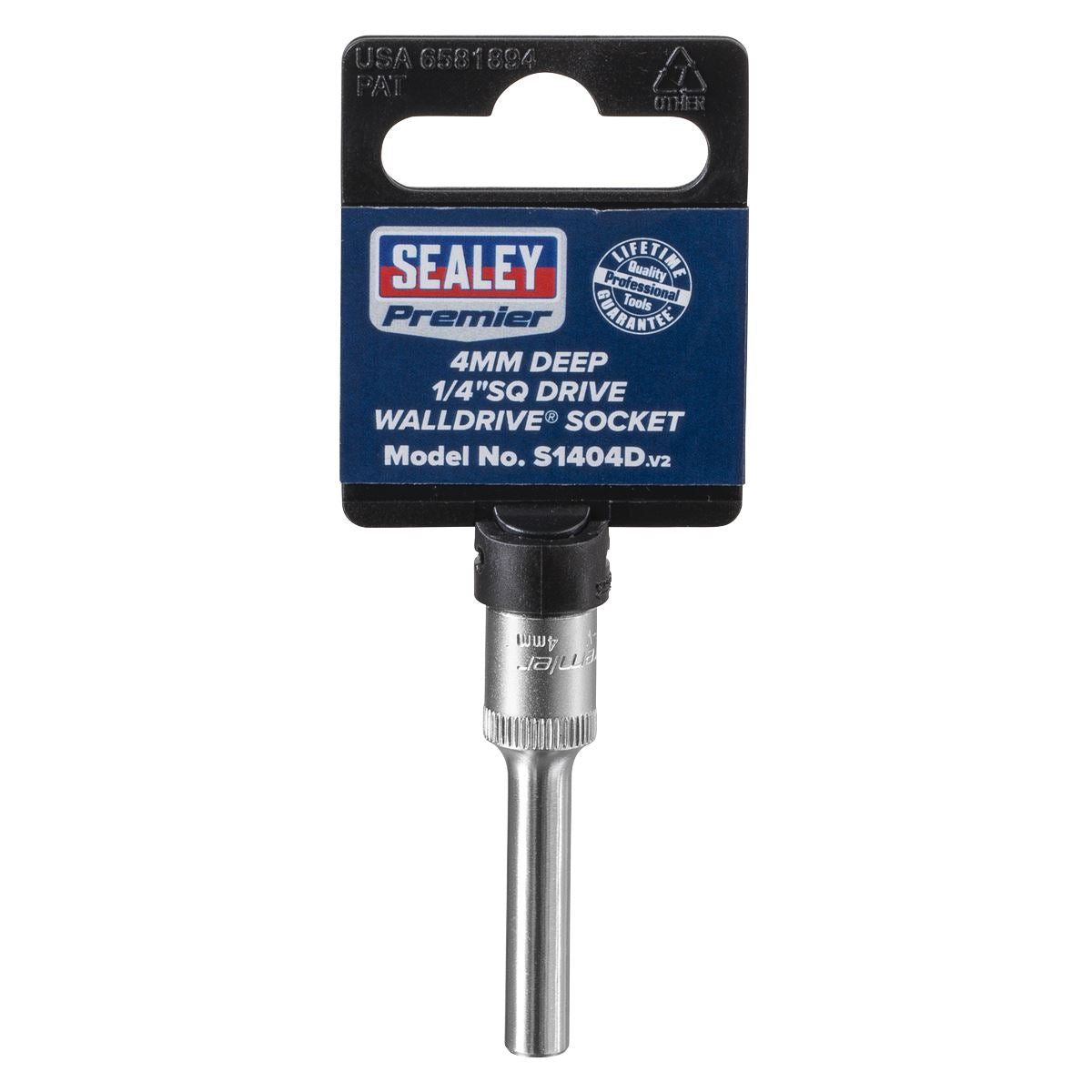 Sealey S1404D WallDrive® Socket 4mm Deep 1/4"Sq Drive Sealey