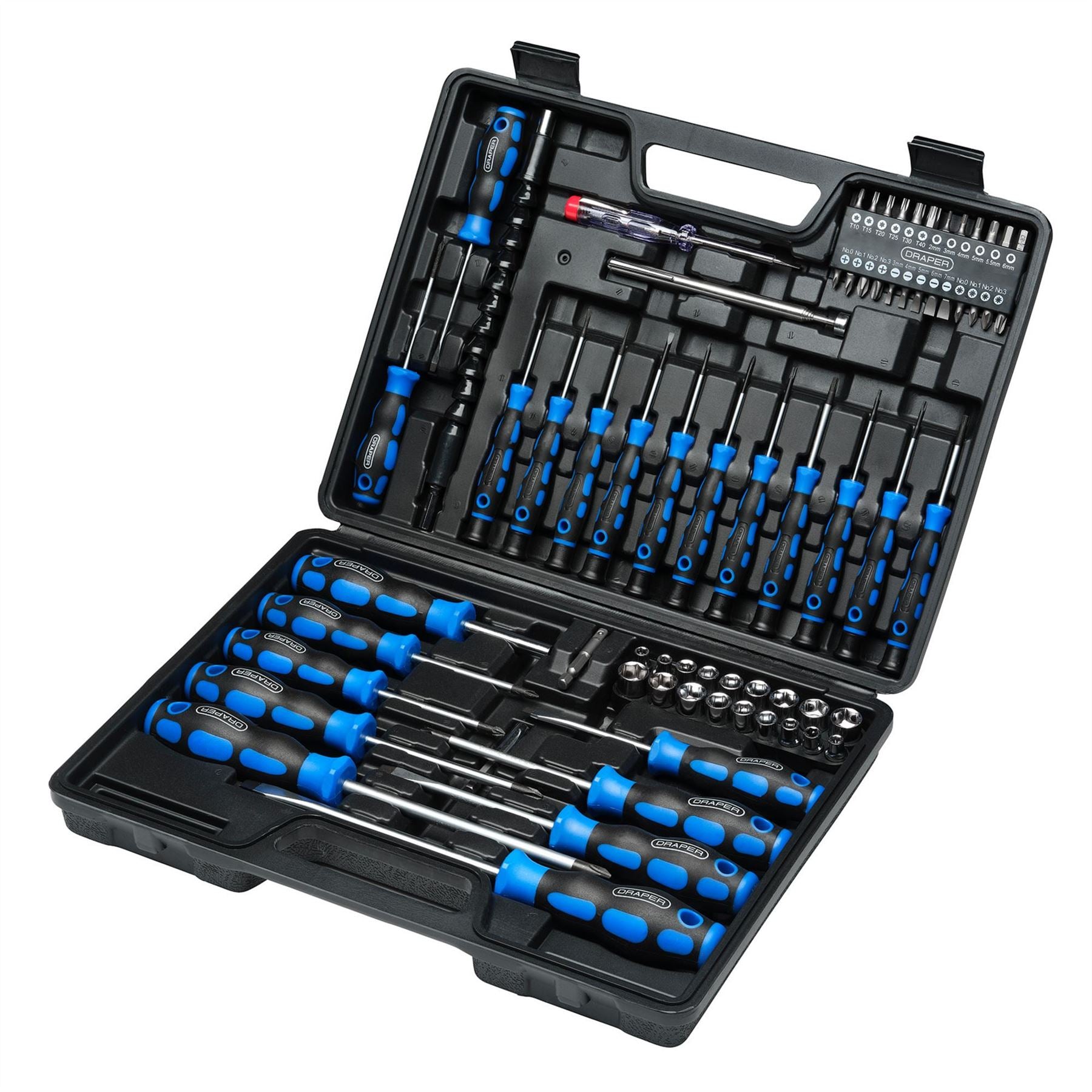 Draper 40850 Screwdriver Socket and Bit Set Blue 70 Piece Draper