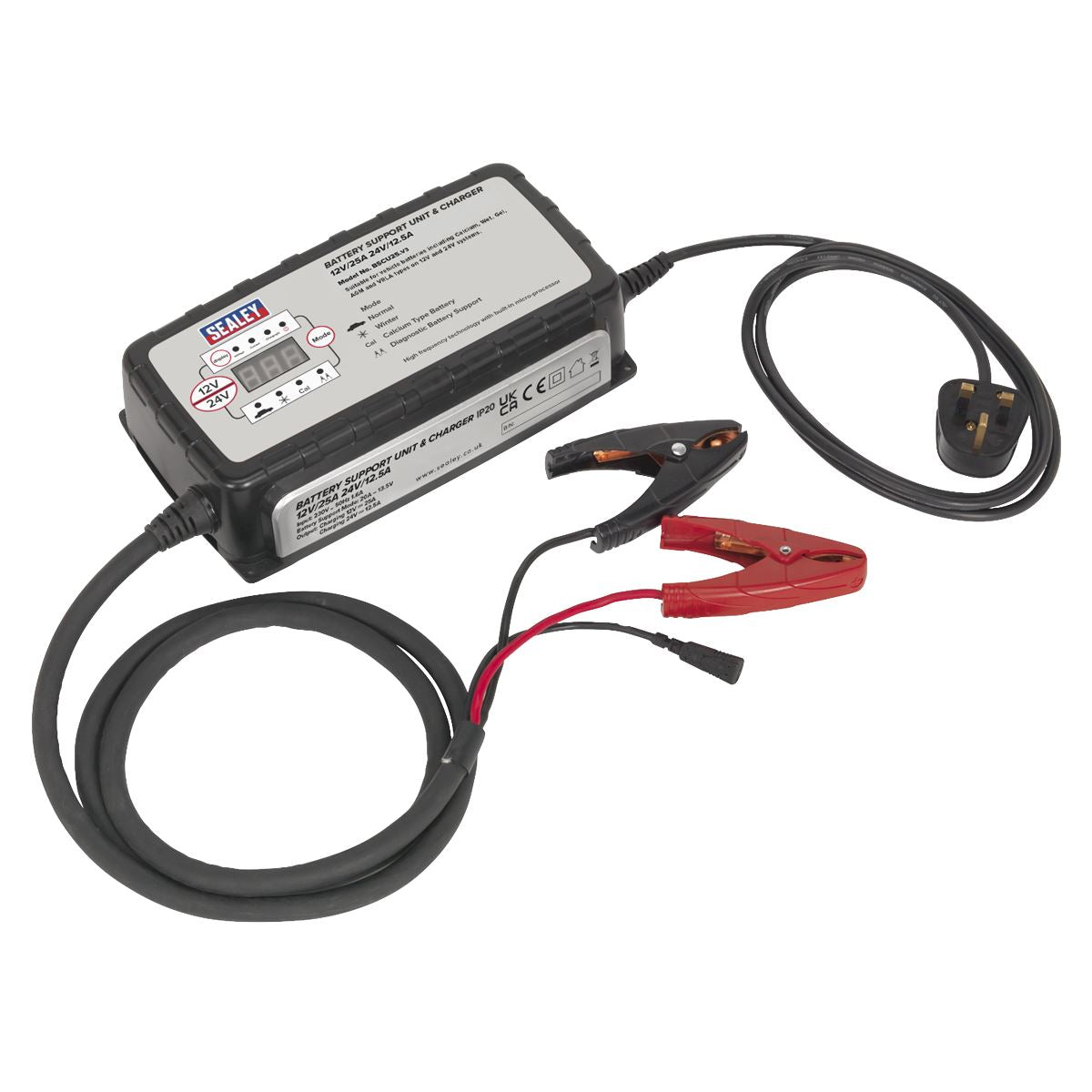Sealey BSCU25 Battery Support Unit & Charger 12V-25A/24V-12.5A Sealey