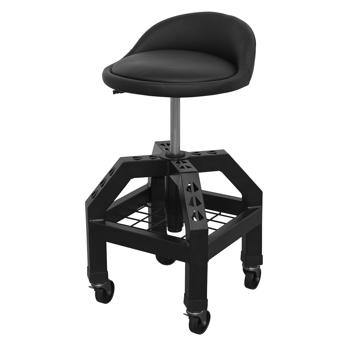 Sealey SCR03B Premier Industrial Pneumatic Creeper Stool with Adjustable Height Swivel Seat & Back Rest Sealey