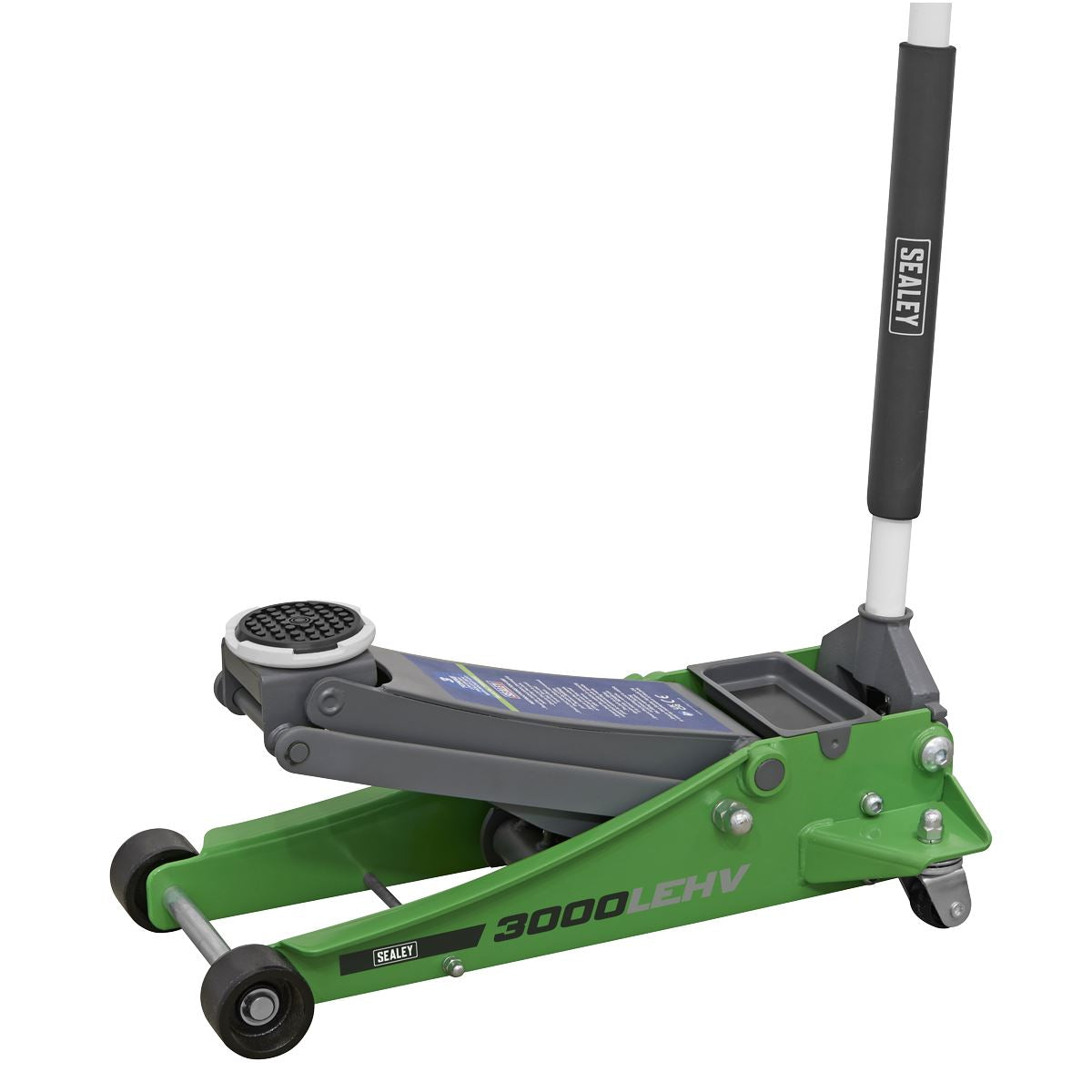 Sealey 3000LEHV Low Profile Trolley Jack with Rocket Lift 3 Tonne - Green Sealey