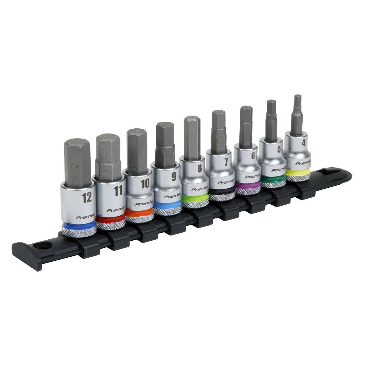 Sealey AK6250 Hex Socket Bit Set 9pc 3/8"Sq Drive  - Premier Platinum Sealey