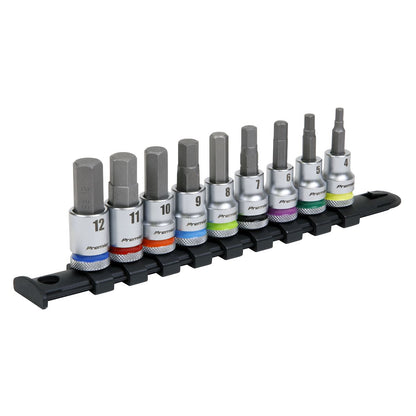 Sealey AK6250 Hex Socket Bit Set 9pc 3/8"Sq Drive  - Premier Platinum Sealey