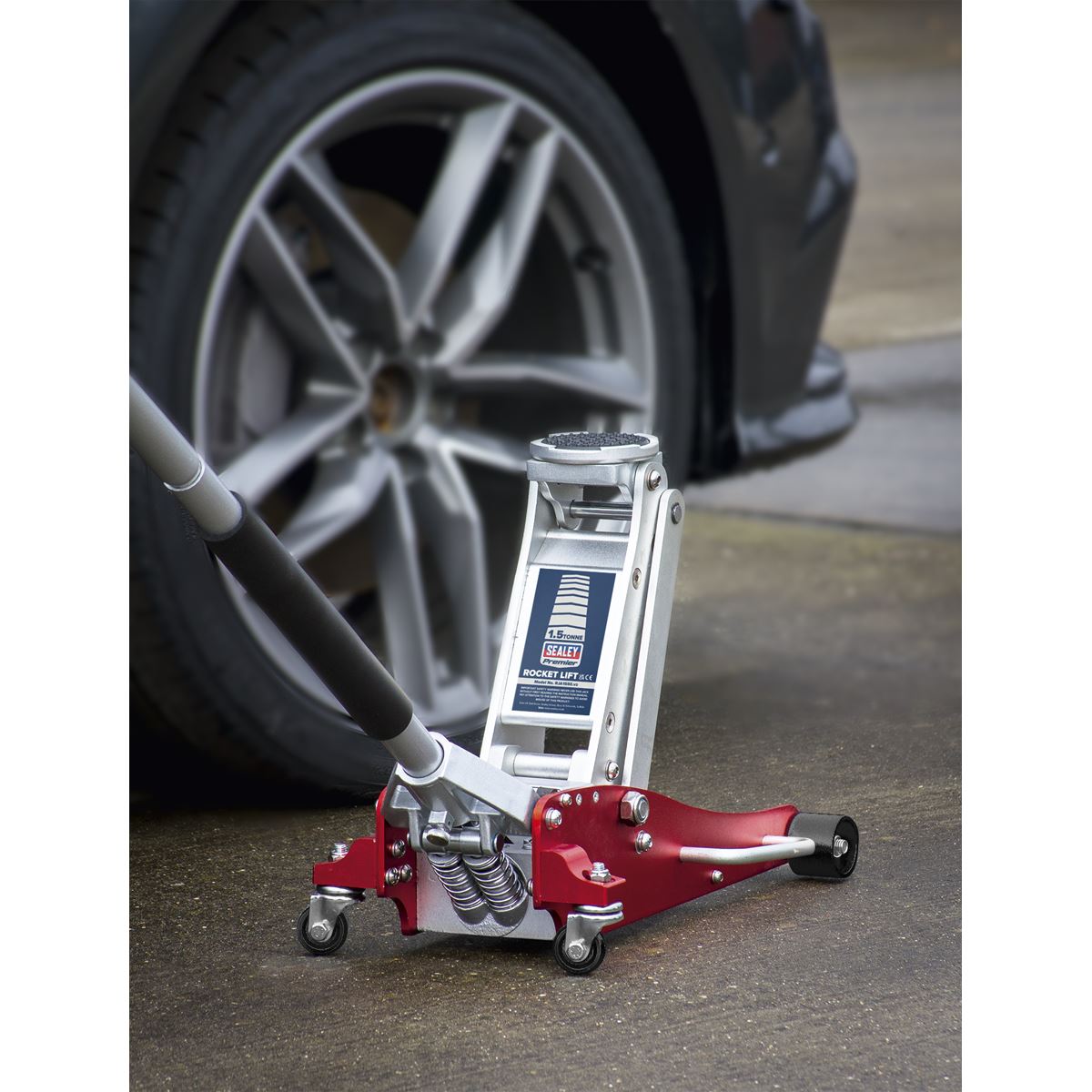 Sealey RJA1550 Premier Low Profile Aluminium Trolley Jack with Rocket Lift 1.5 Tonne Sealey
