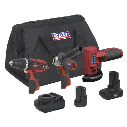 Sealey CP1200COMBO7 3 x 12V SV12 Series Cordless Power Tool Combo Kit Sealey