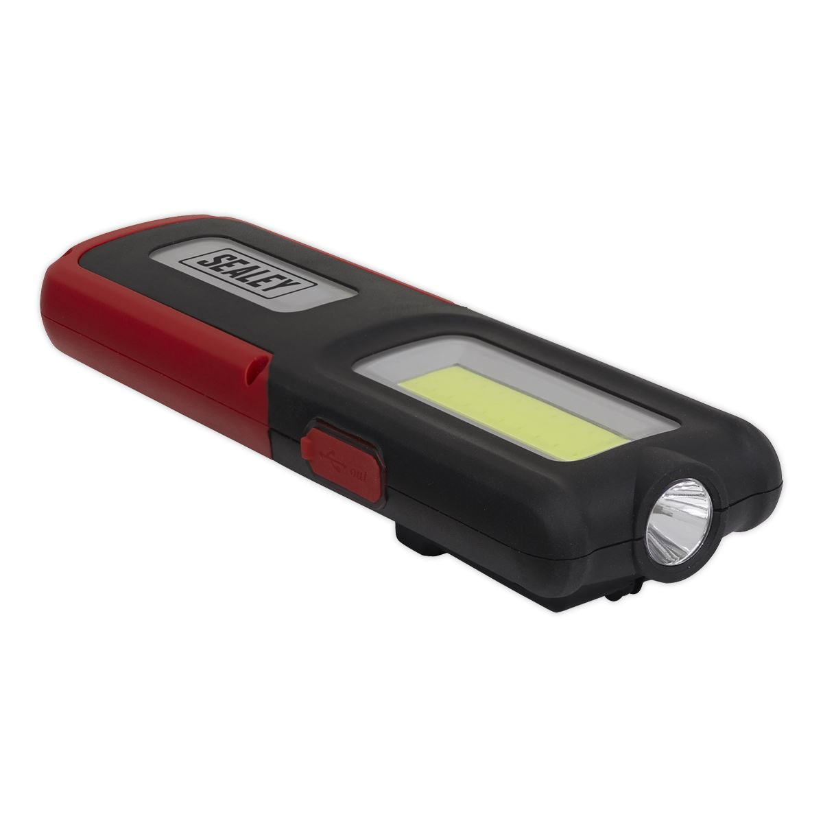 Sealey LED318R Rechargeable Inspection Light 5W COB & 3W SMD LED with Power Bank - Red Sealey