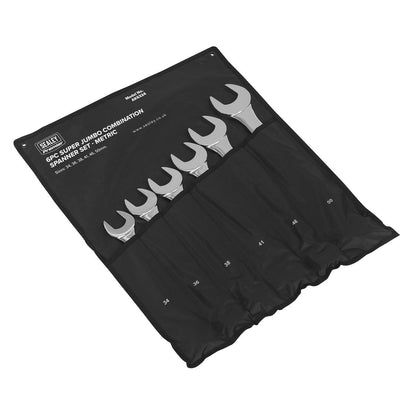Sealey AK6324 Combination Spanner Set 6pc Super Jumbo Metric Sealey