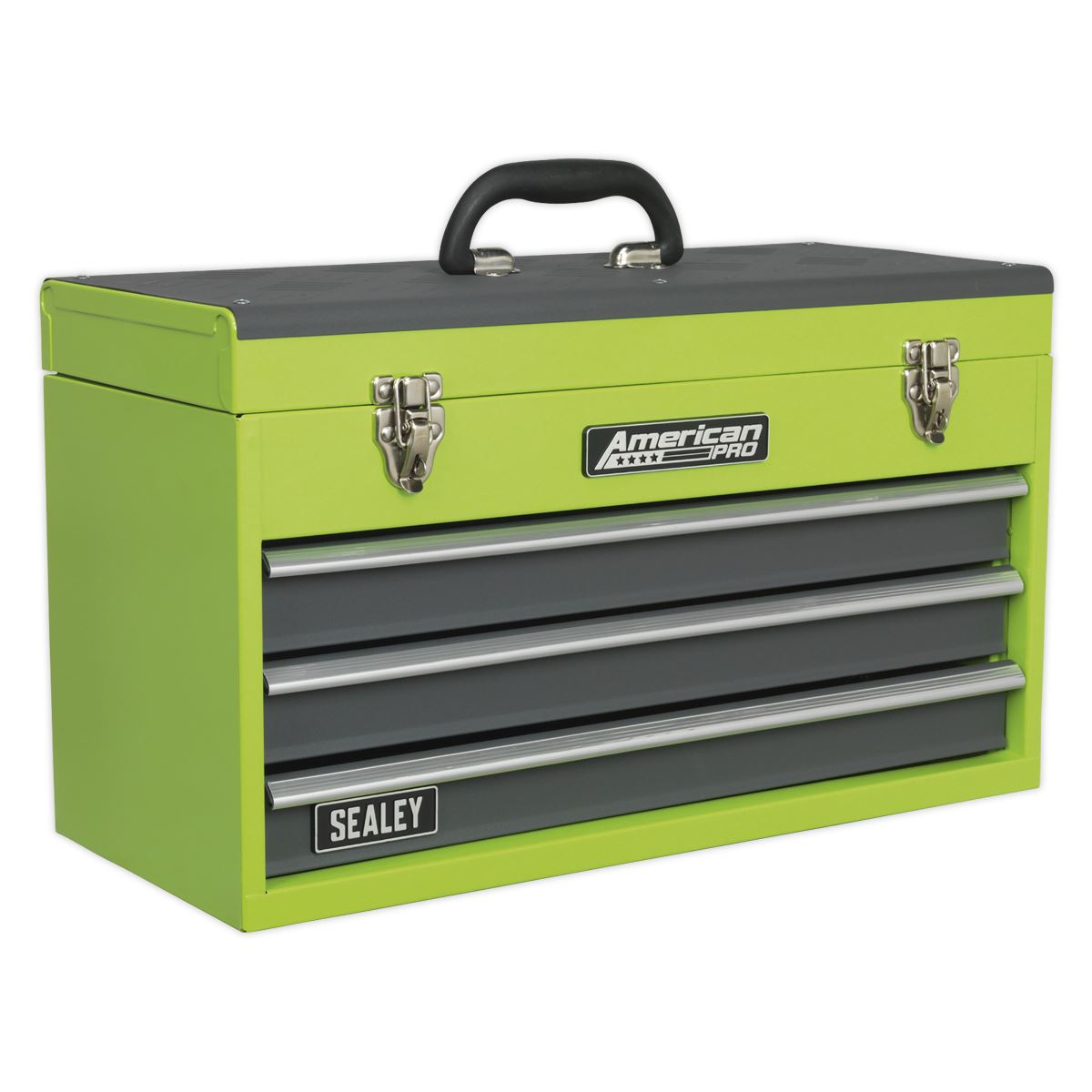 Sealey AP9243BBHV Tool Chest 3 Drawer Portable with Ball-Bearing Slides - Green/Grey Sealey