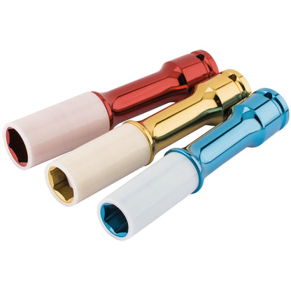 Draper 82981 Long Reach Wheel Nut Socket for Alloy Wheels 1/2" Sq. Dr. 3 Piece Draper