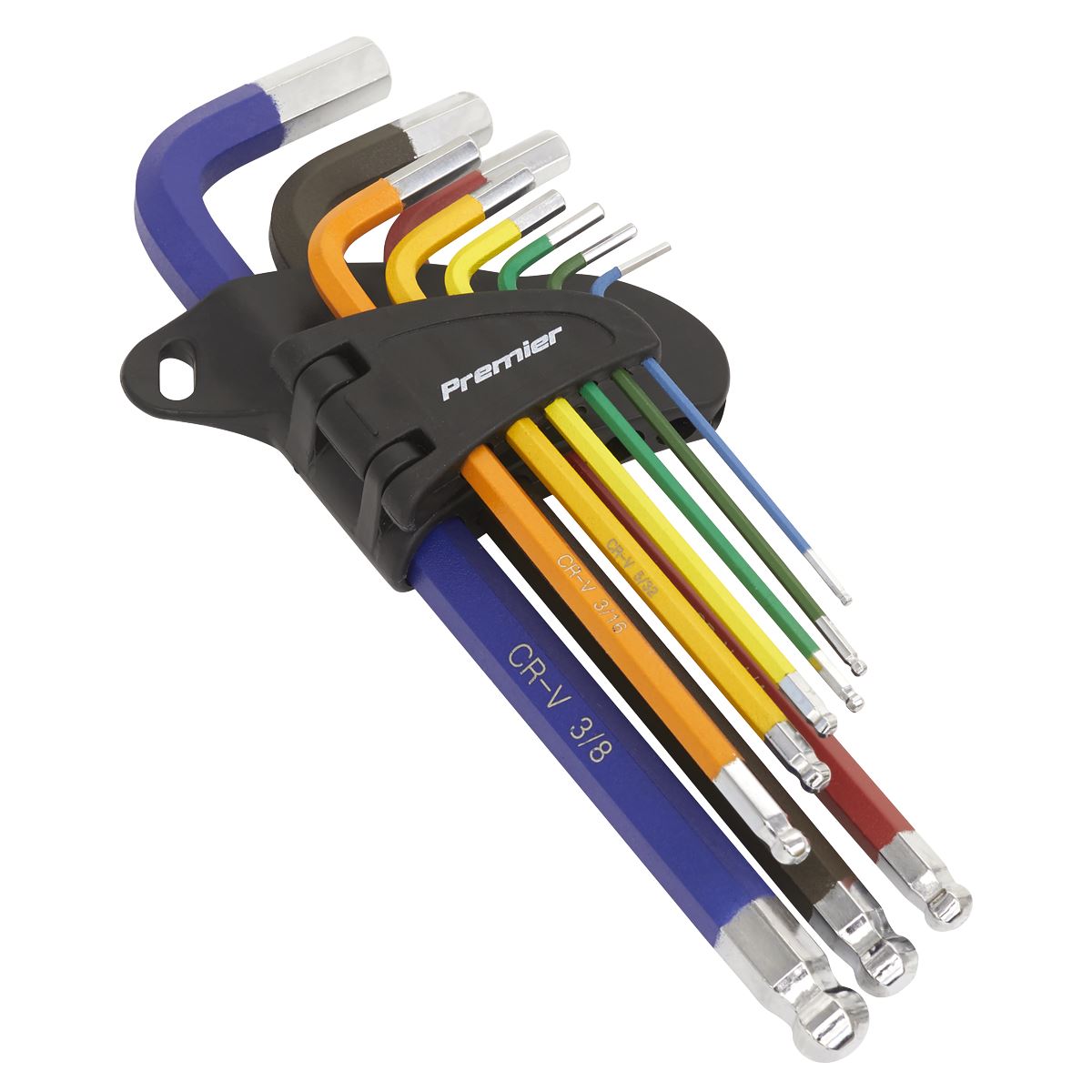 Sealey AK7197 Ball-End Hex Key Set 9pc Long Colour-Coded Imperial Sealey
