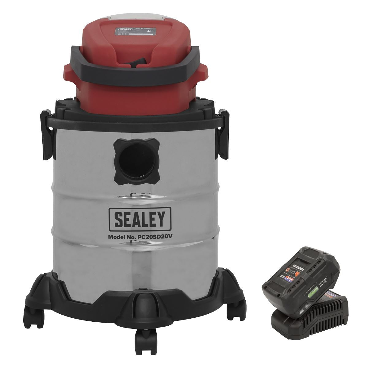 Sealey PC20VCOMBO4 Vacuum Cleaner 20L Wet & Dry Cordless 20V with 4Ah Battery & Charger Sealey
