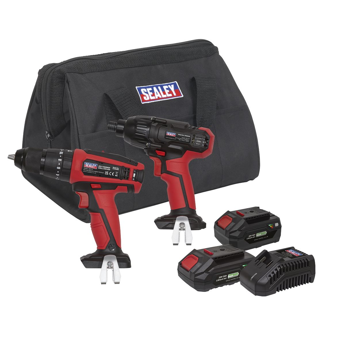 Sealey CP20VDDCOMBO 2 x 20V SV20 Series Cordless Ø13mm Combi Drill & 1/4"Hex Drive Impact Driver Combo Kit Sealey