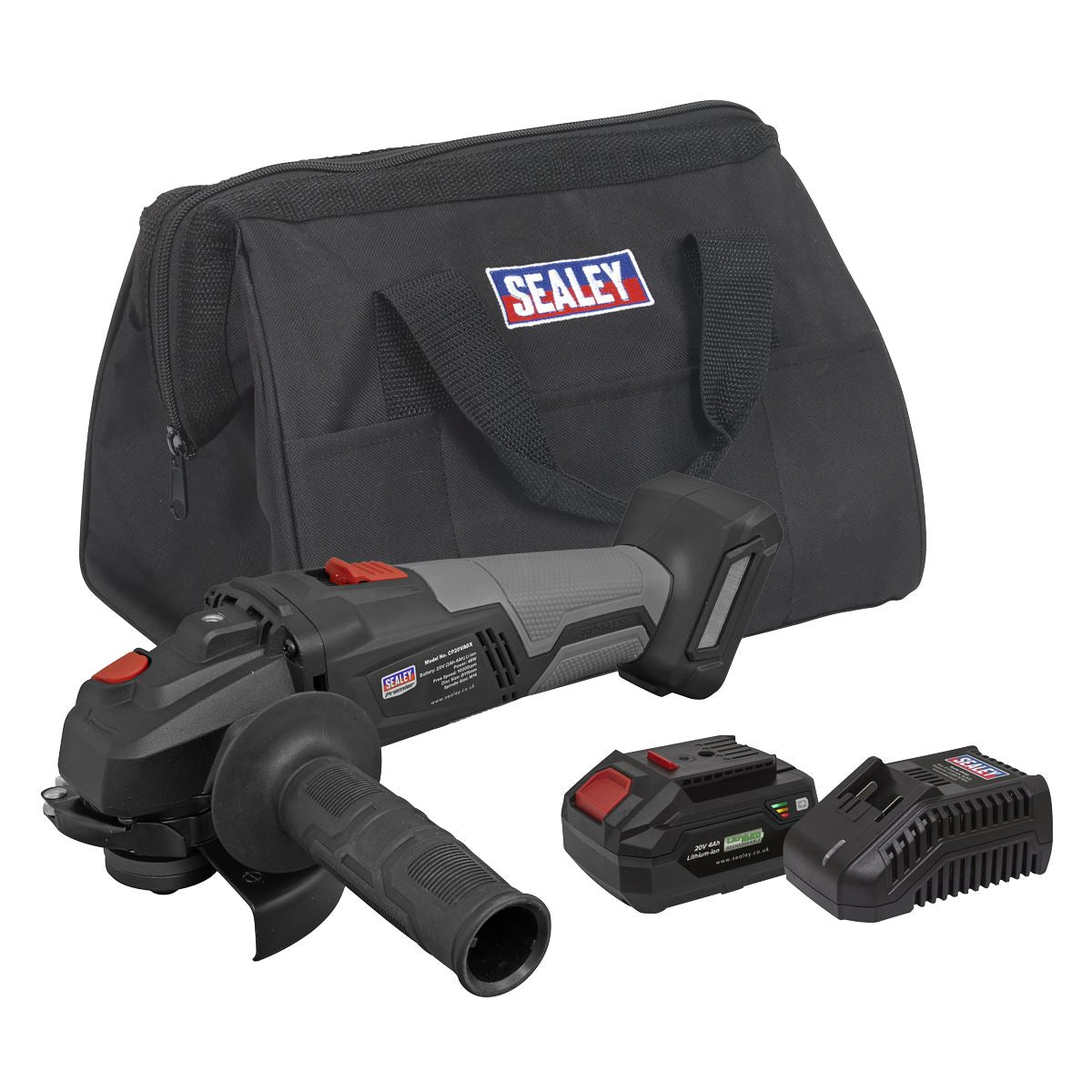 Sealey CP20VAGXKIT1 Brushless Angle Grinder Kit Ø115mm 20V 4Ah SV20 Series Sealey