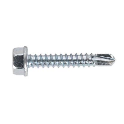Sealey SDHX4225 Self-Drilling Screw 4.2 x 25mm Hex Head Zinc Pack of 100 Sealey
