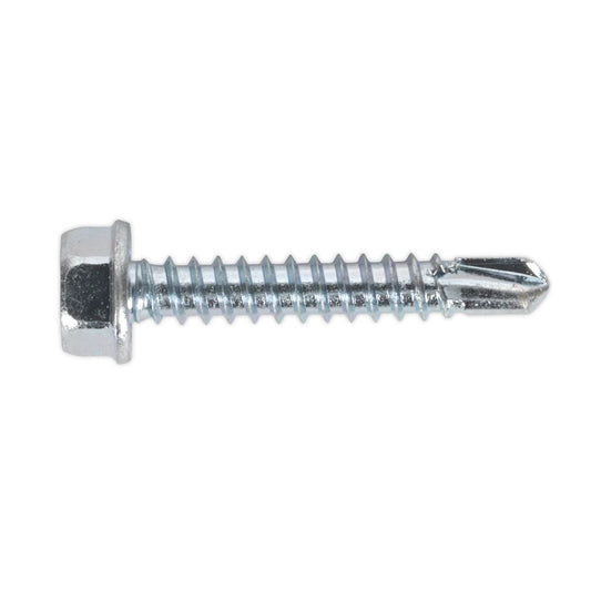 Sealey SDHX4225 Self-Drilling Screw 4.2 x 25mm Hex Head Zinc Pack of 100 Sealey