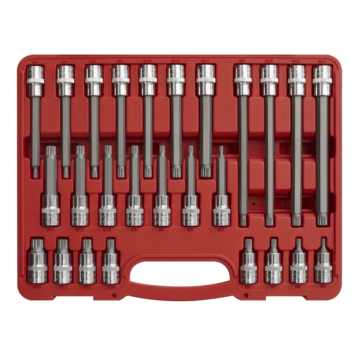 Sealey AK2195 Spline Socket Bit Set 26pc 1/2"Sq Drive Sealey