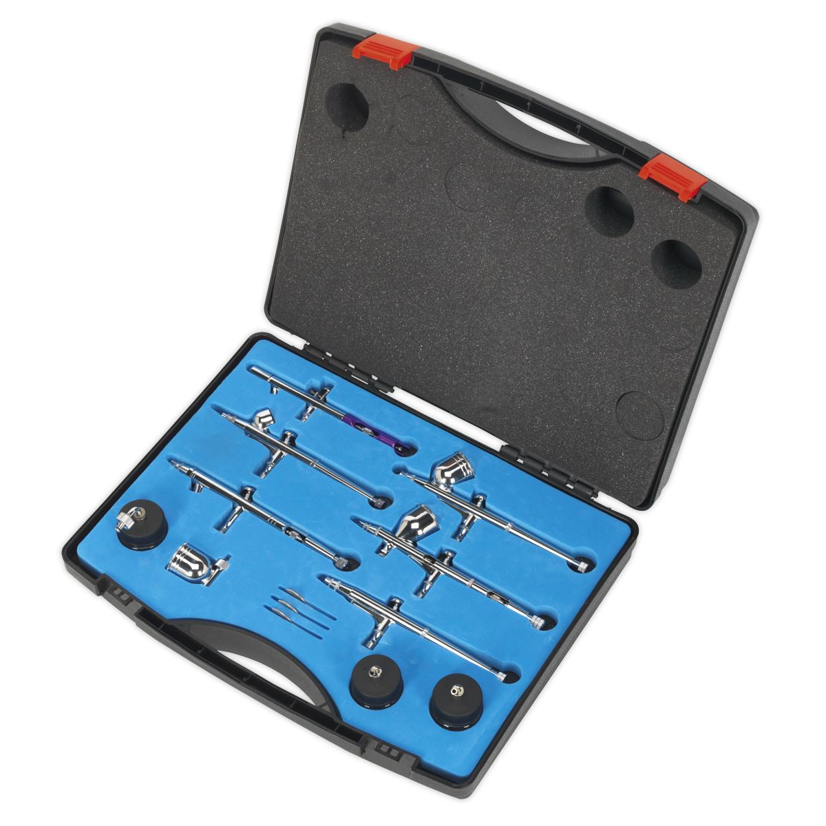 Sealey AB936 Mini Air Brush Kit 10pc Gravity/Suction Feed Sealey