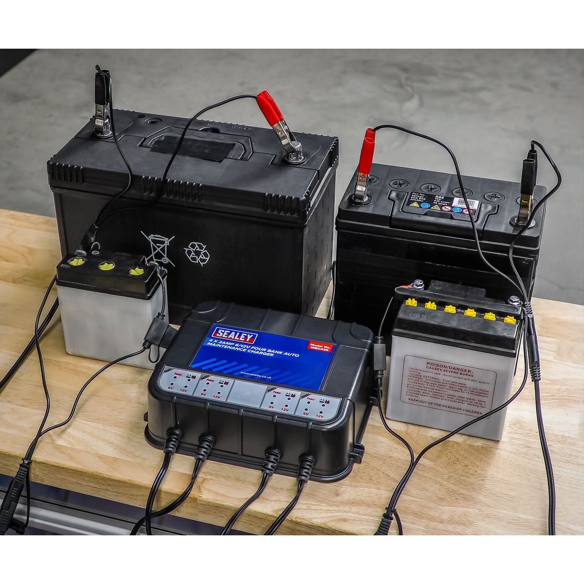 Sealey MBC420 Four Bank 6/12V 8A (4 x 2A) Auto Maintenance Charger Sealey